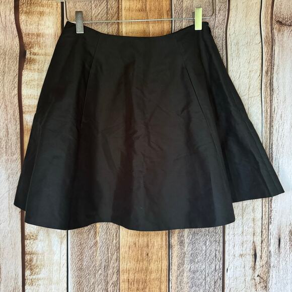 Kate Spade Lula Skirt Black A-Line Cotton Silk Blend High Waist Flare Size 2 NWT - Picture 2 of 6
